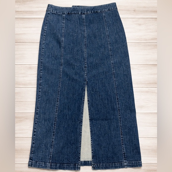 Eddie Bauer Denim Midi Skirt Stretch Blue Jean Skirt Size 12 - Picture 4 of 7